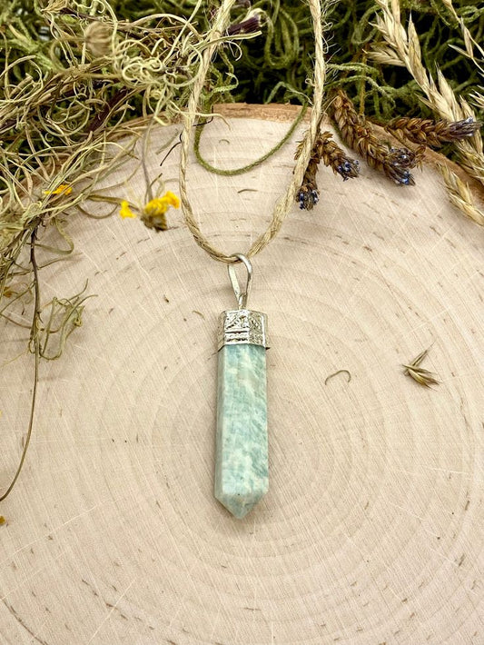 Amazonite Crystal Pencil Pendant