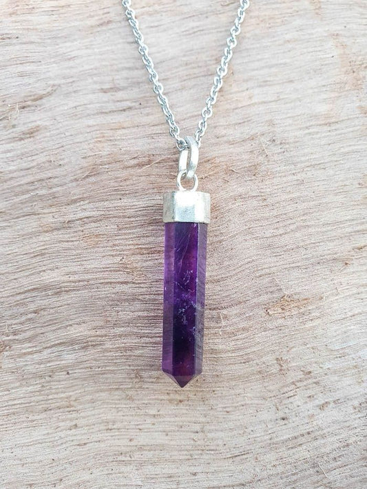 Amethyst Crystal Pencil Pendant